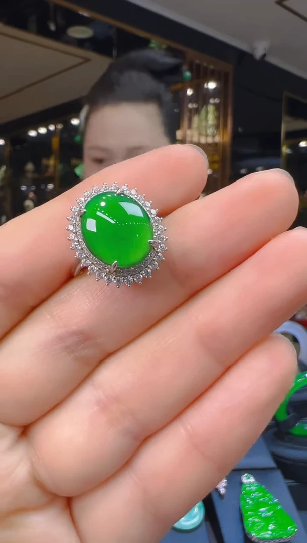 翡翠戒指银S925镶嵌003（多样性发其一）