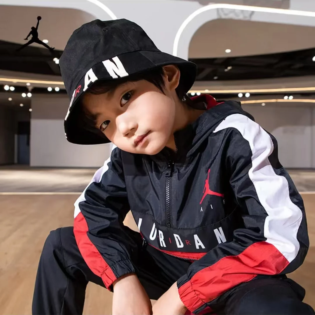 AIR JORDAN儿童童装夹克大童夹克时尚拼接连帽休闲JDB-LO-B191
