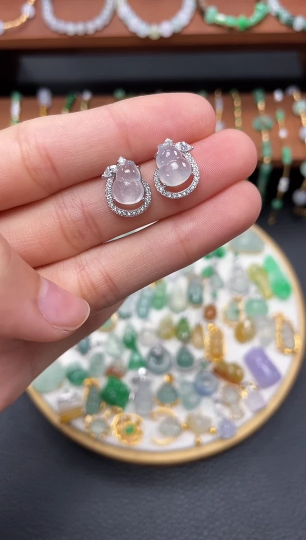 【闪购商品】翡翠耳钉银S925镶嵌2个  JK628