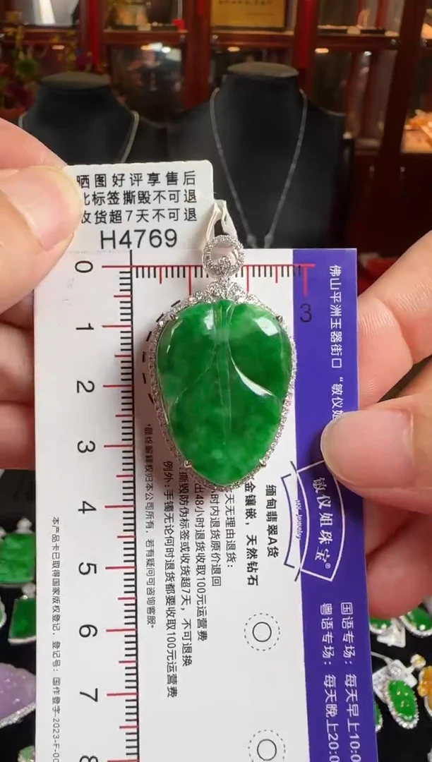 颈饰未镶嵌翡翠H4769辣绿叶子