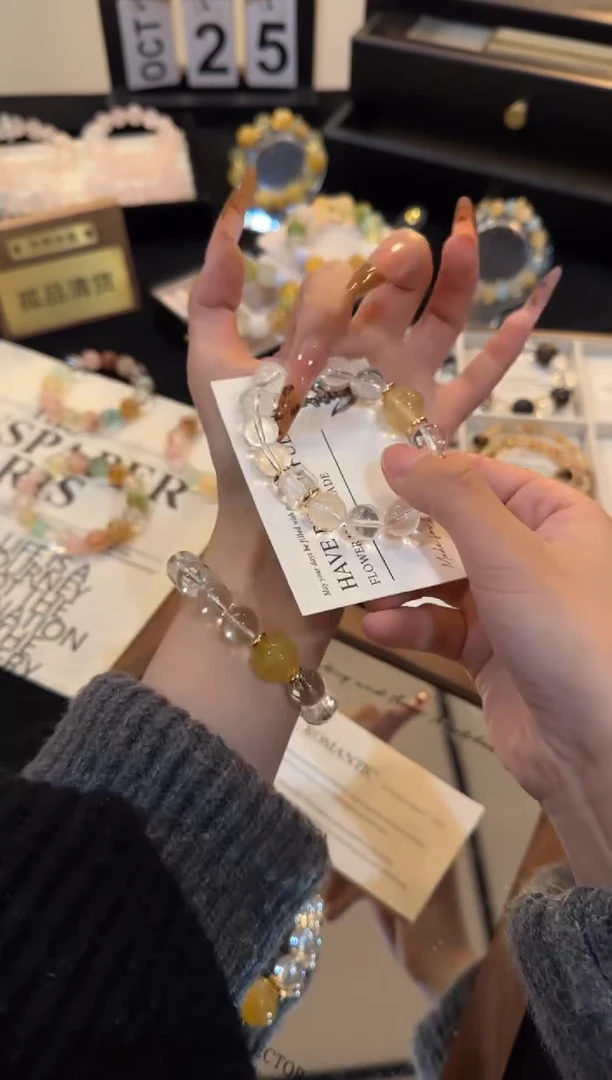 合金手链水晶冰块糖橘x2980