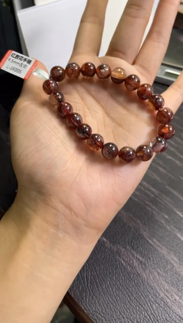水晶手串未镶嵌9.5±/x-583【红胶花