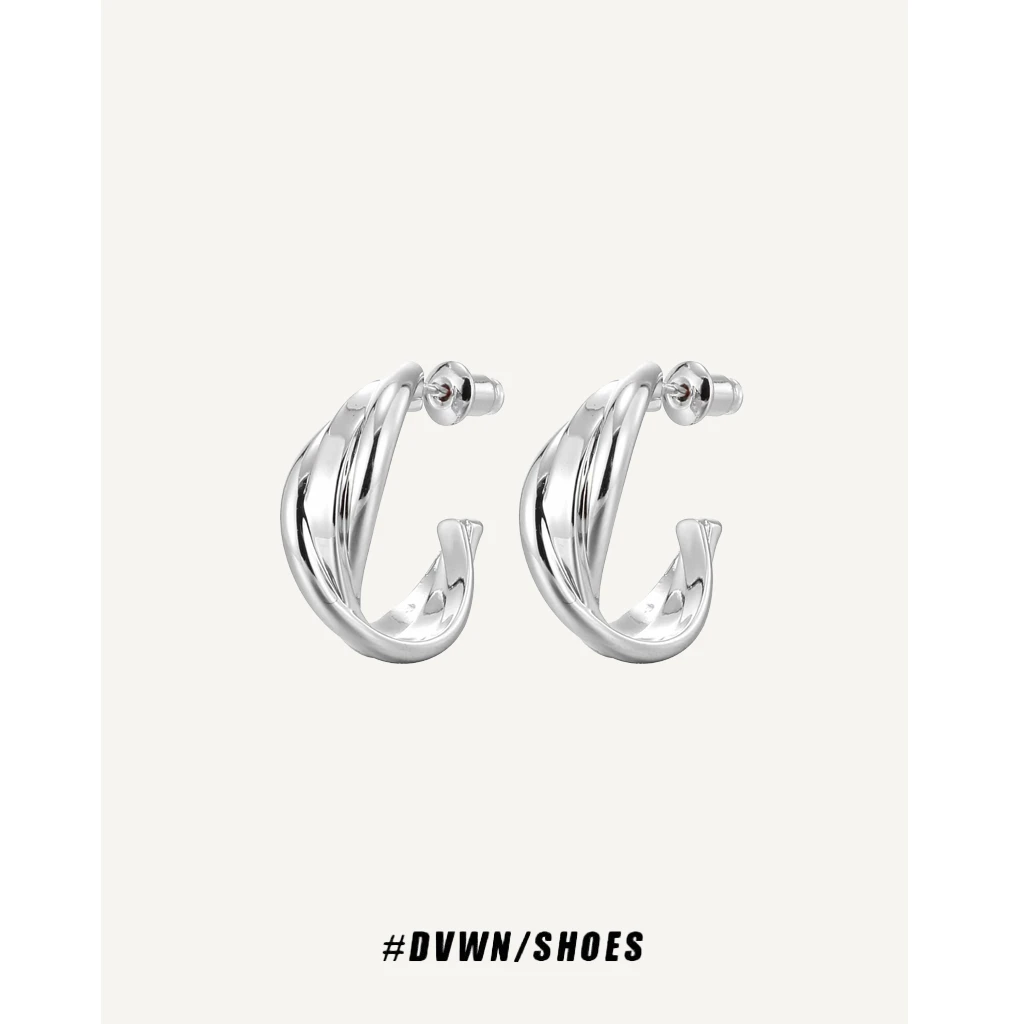 铜合金合成锆石耳饰 【几何系列】CE交叉轻奢时尚几何耳钉气质小众