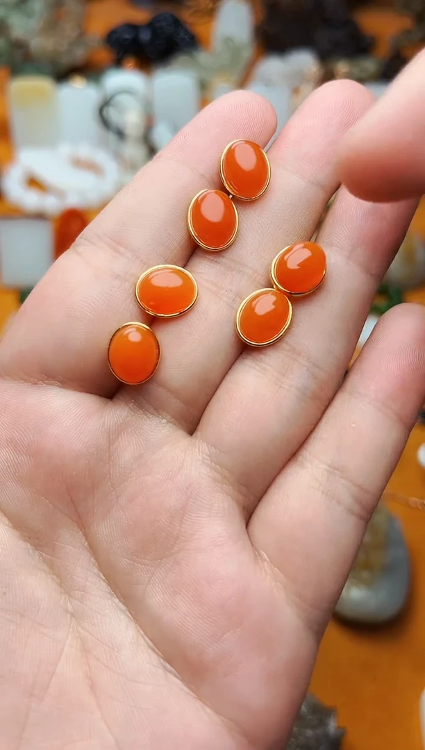 【闪购商品】南红玛瑙耳饰银S925镶嵌耳饰多样性拍一发一