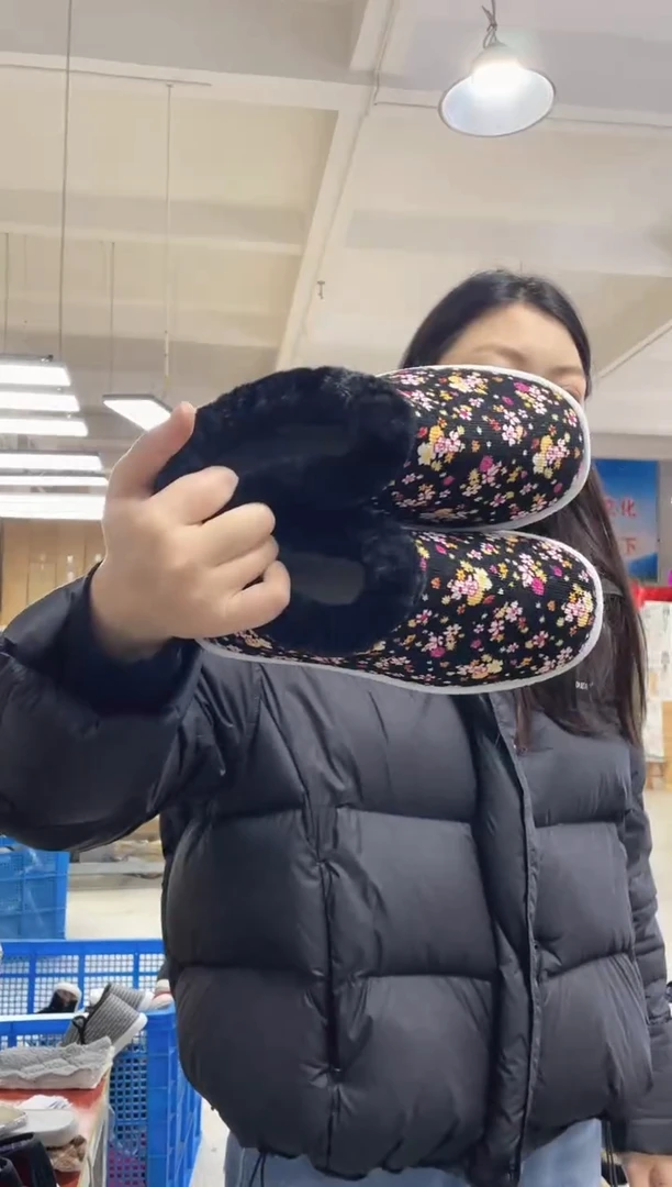 5-7小黑花毛圈棉鞋39码