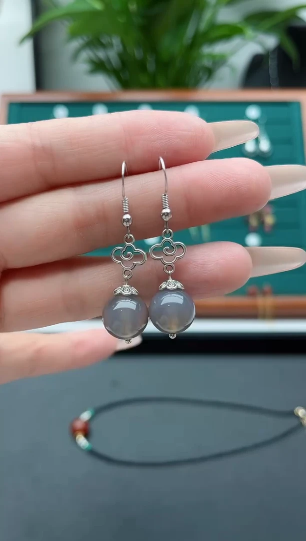 【闪购商品】玛瑙/玉髓耳饰银S925镶嵌092