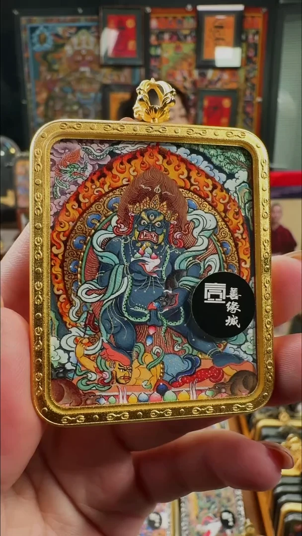 吊坠壹善缘城手绘唐卡黑C