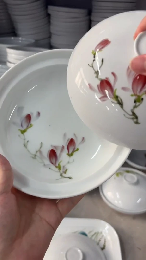 瓷片景德镇高温陶瓷食品级手绘釉中彩-和合器