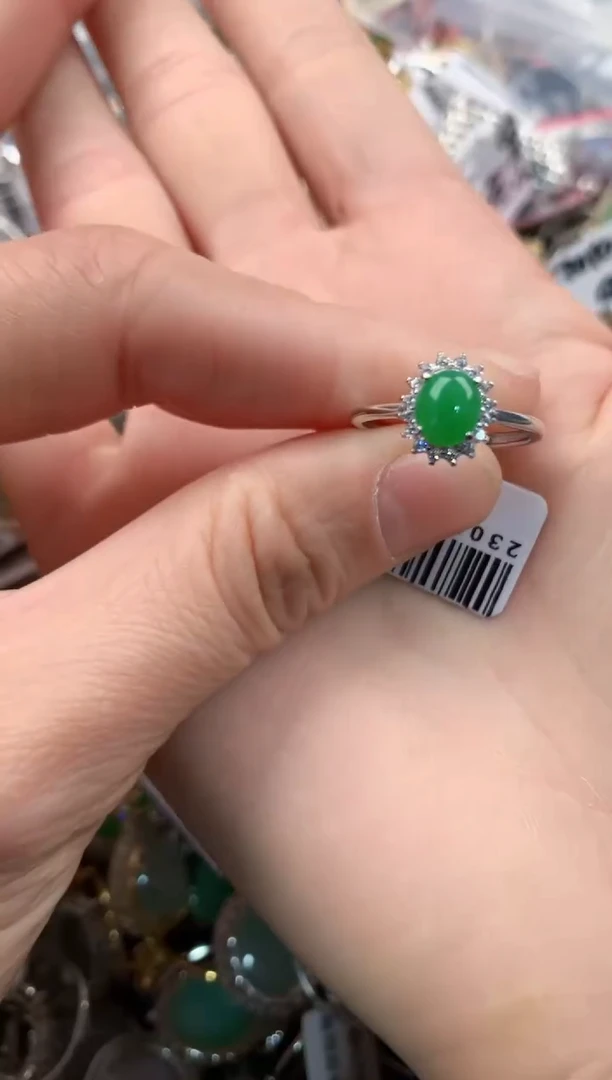 银S925镶嵌戒指翡翠111   7