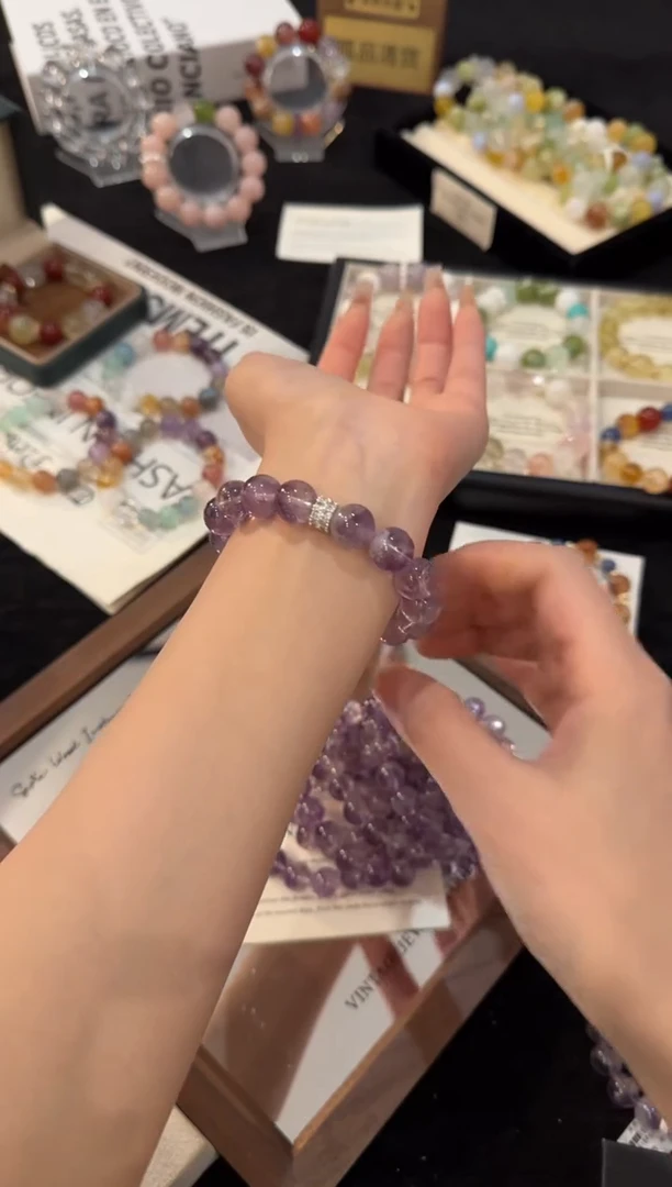 合金手链水晶紫兔毛x3199