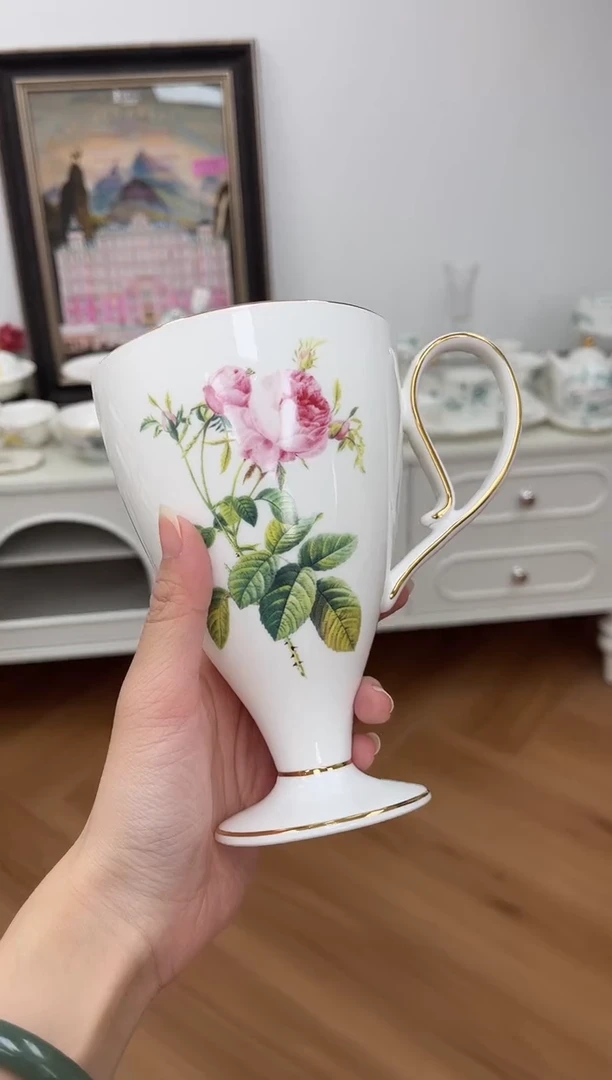 杯玫瑰高骨骨瓷小蛮腰杯