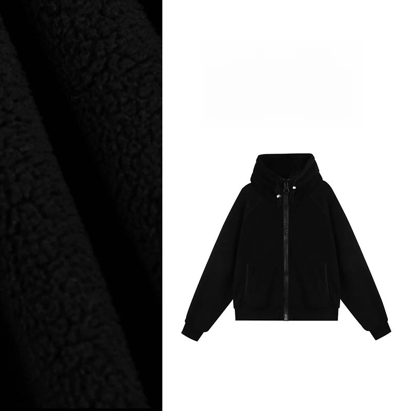 【风轻】拉链短外套时尚微胖休闲连帽宽松潮流女生加厚秋冬8803