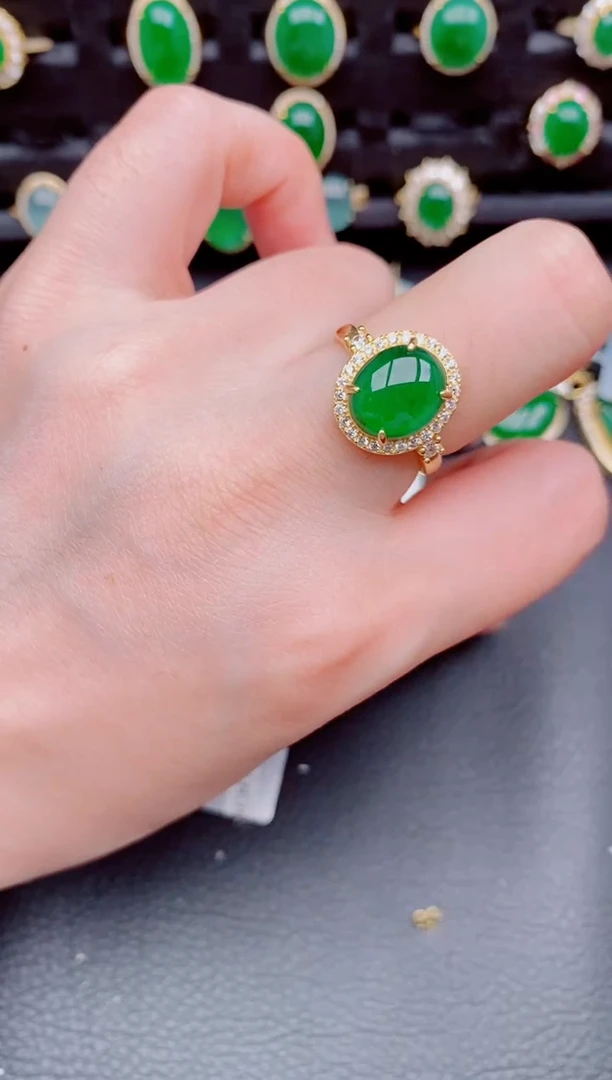 【闪购商品】翡翠戒指银S925镶嵌天然a货翡翠480