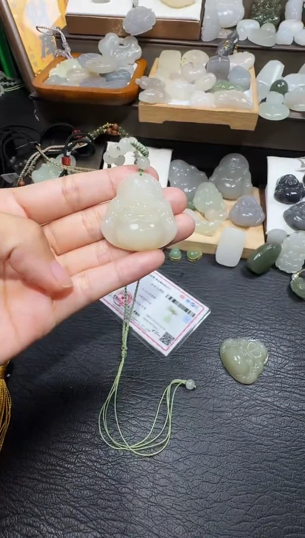 颈饰未镶嵌和田玉静***?35高冰佛公