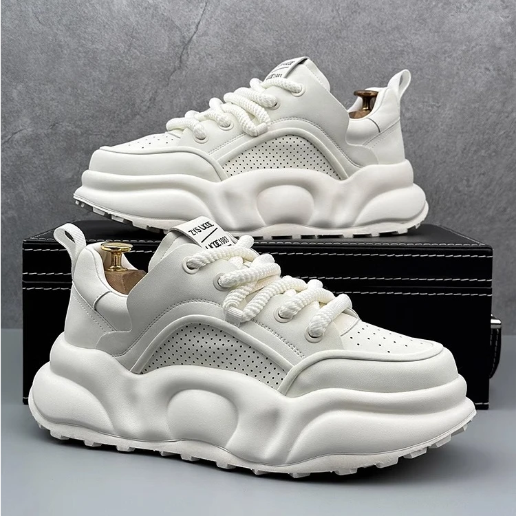 男鞋2025秋季新款厚底增高小白鞋男士百搭休闲透气运动鞋老爹鞋潮