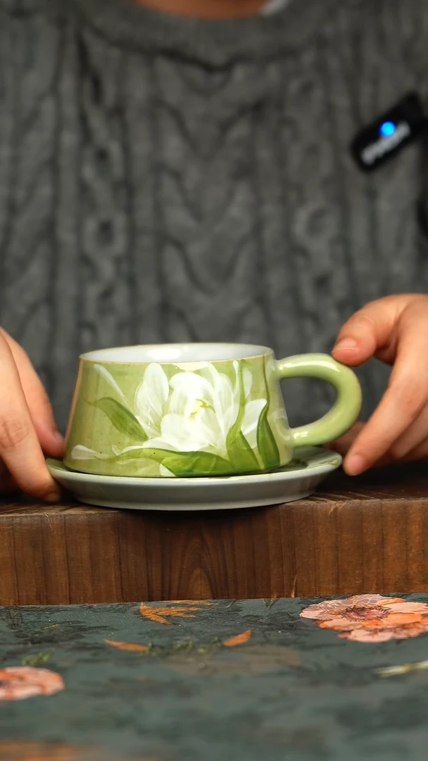 杯釉下彩手工手绘同款陶器