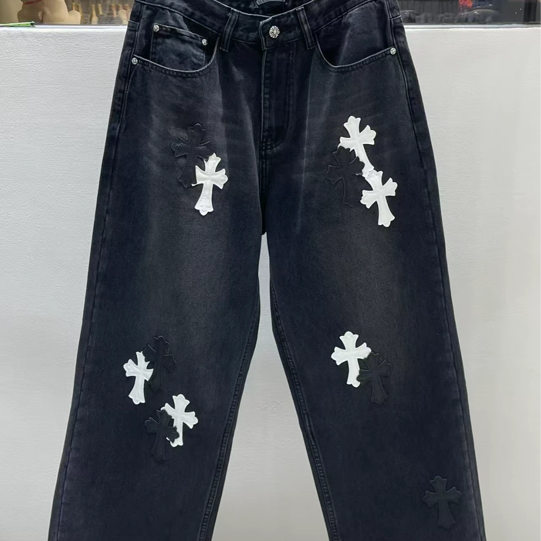 休闲洗牛仔裤中腰四季印花活力风直筒裤3731