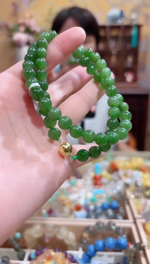 银S925镶嵌手串和田玉设计款珠串