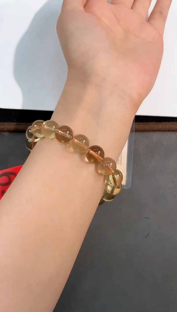 水晶手链未镶嵌69号巴西黄水中黄单圈11mm