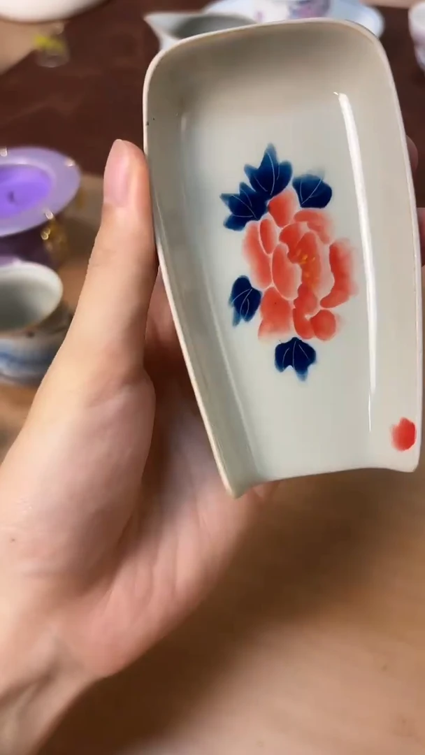 陶瓷茶器手绘牡丹花茶则
