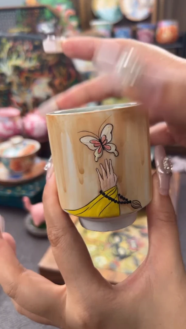 应物堂志野手绘直筒杯