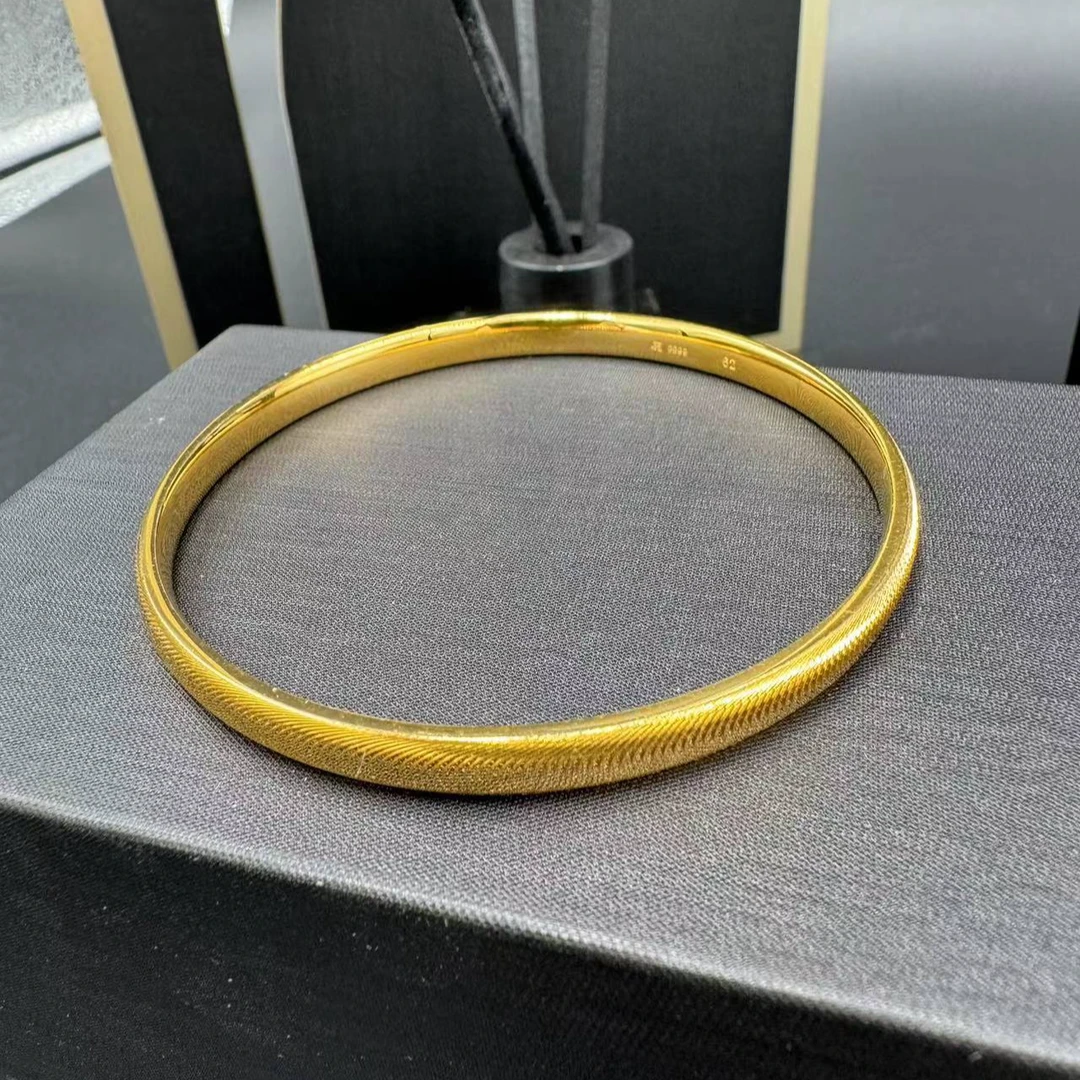 足银手镯 猫眼手镯 金包了银气质时尚精美光面轻奢中古潮流