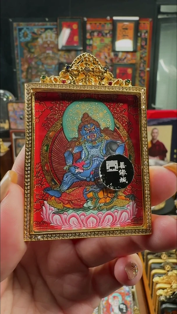 吊坠壹善缘城手绘唐卡黑C