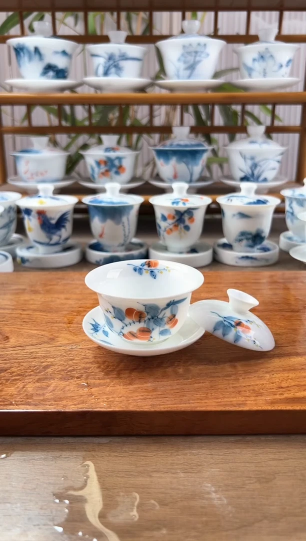 微瑕柿子80ml三才盖碗