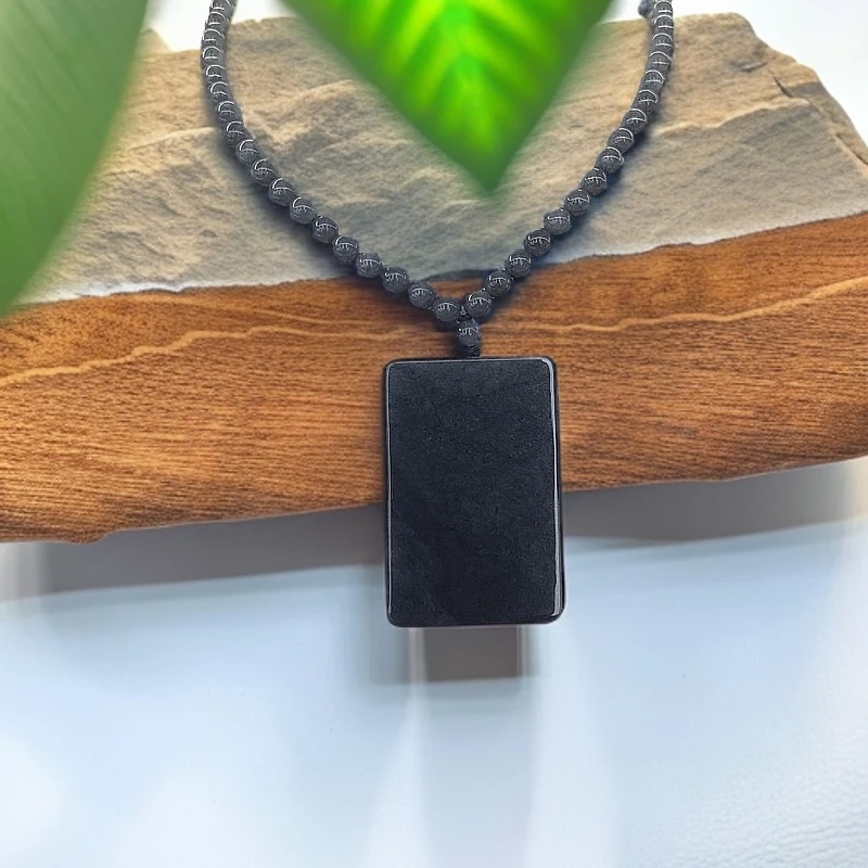 BAQIZHUBAO/八七珠宝・多样性 冰乌鸡平安无事牌+乌鸡项链