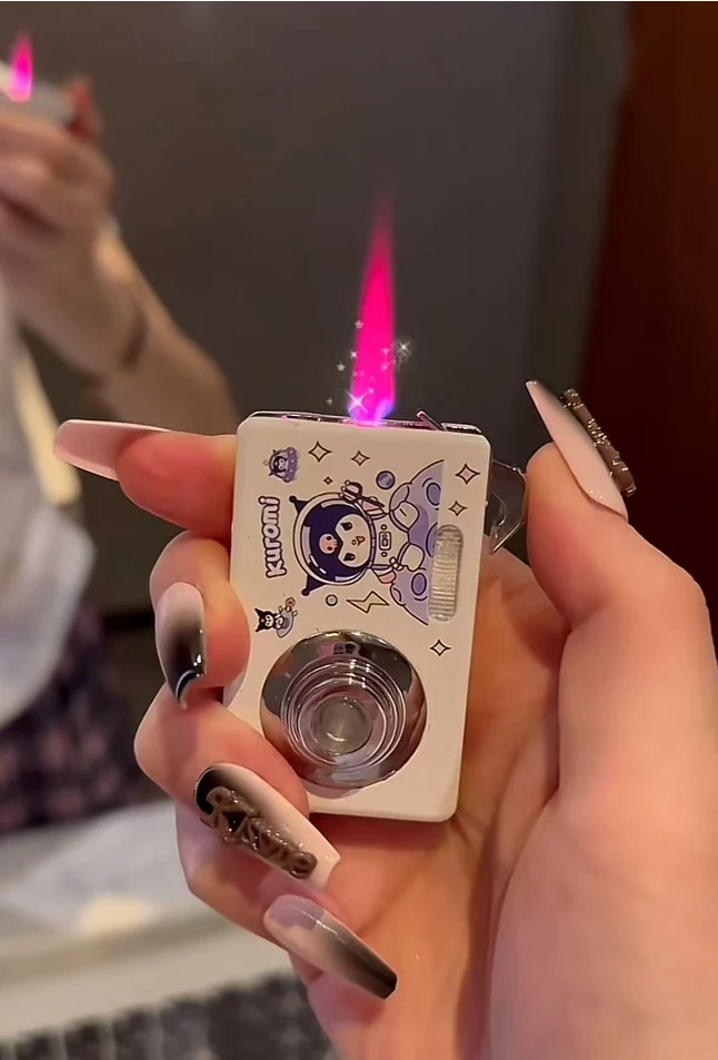 （玄二）迷你相机造型创意照明灯金属红火充气防风打火机个性卡通