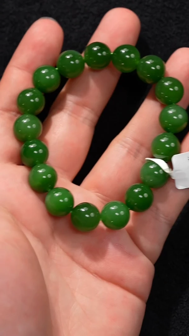 未镶嵌手链和田玉冰粉绿手串卡12