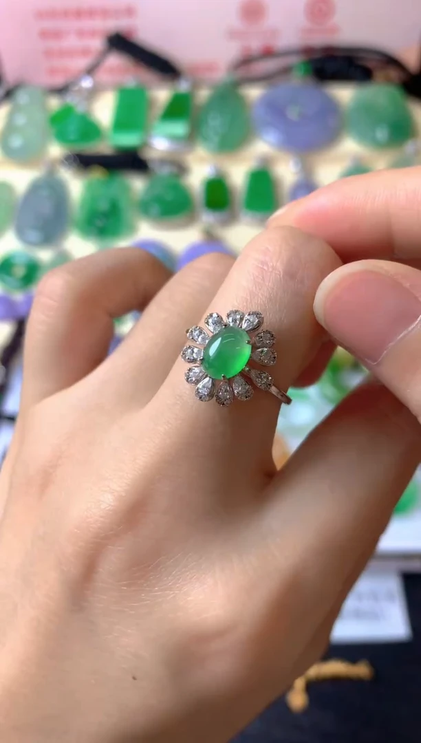 银S925镶嵌戒指翡翠无****多戒指