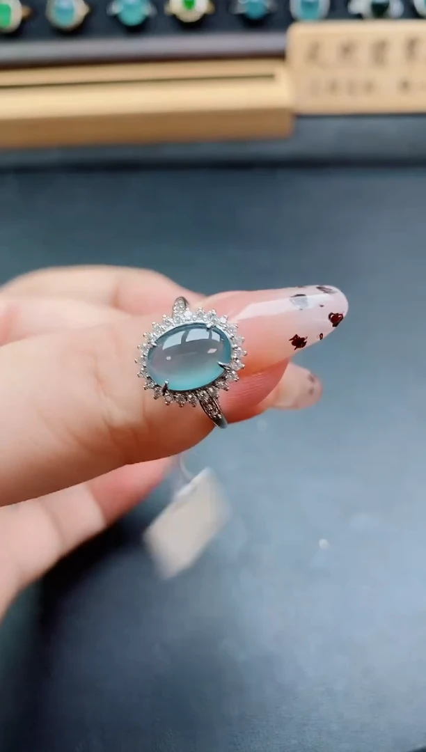 银S925镶嵌戒指翡翠1