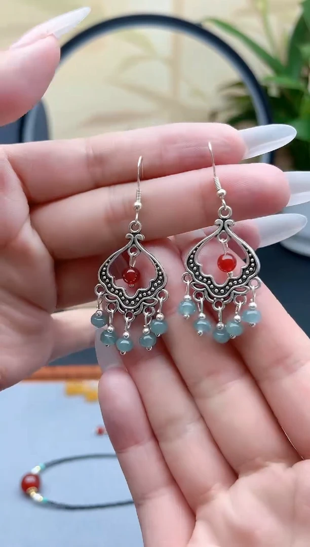 翡翠银S925镶嵌耳饰8A00000