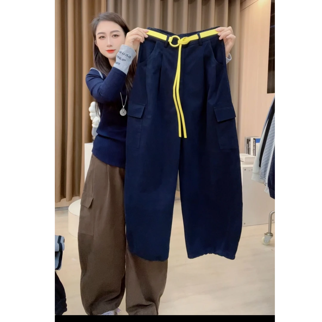 配腰带2025秋季新款设计直筒休闲工装裤瘦宽松长裤子女B233