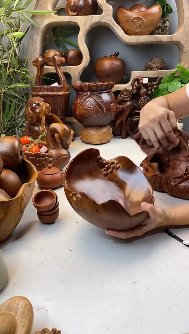 香樟木A51石榴果盆/尺寸