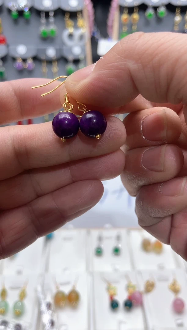 【闪购商品】琥珀耳饰未镶嵌紫色7