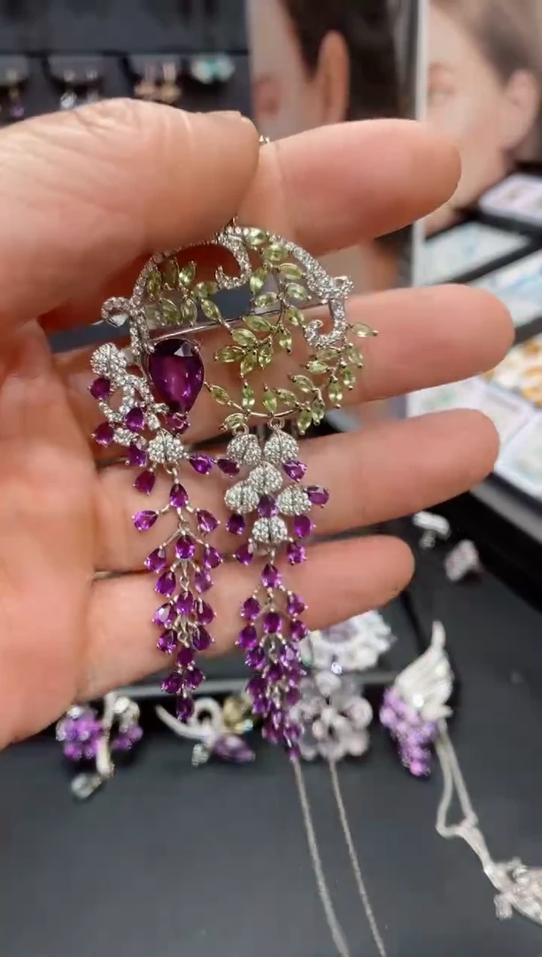 【闪购商品】紫晶胸针银S925镶嵌紫晶胸针