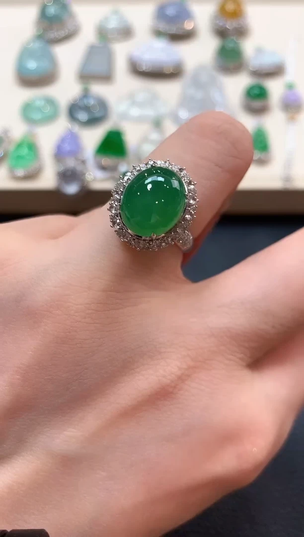 翡翠戒指18K金镶嵌b140