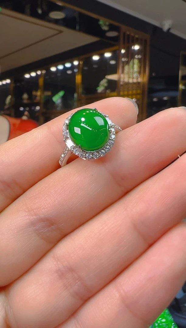 翡翠戒指银S925镶嵌114（多样性发其一）