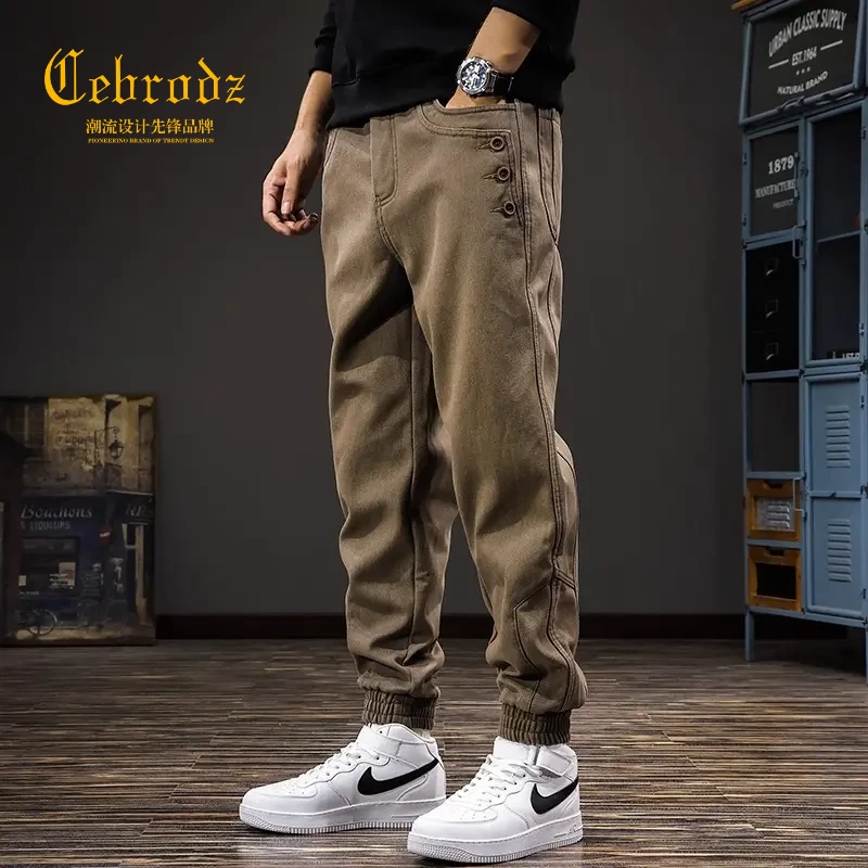 法国Cebrodz美式重磅工装裤男2025潮牌宽松束脚秋男士哈伦休闲裤