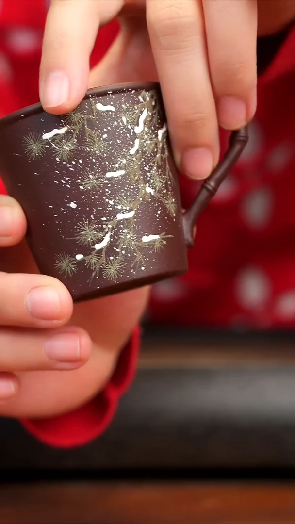 【闪购商品】紫砂茶壶紫泥雪松把手杯