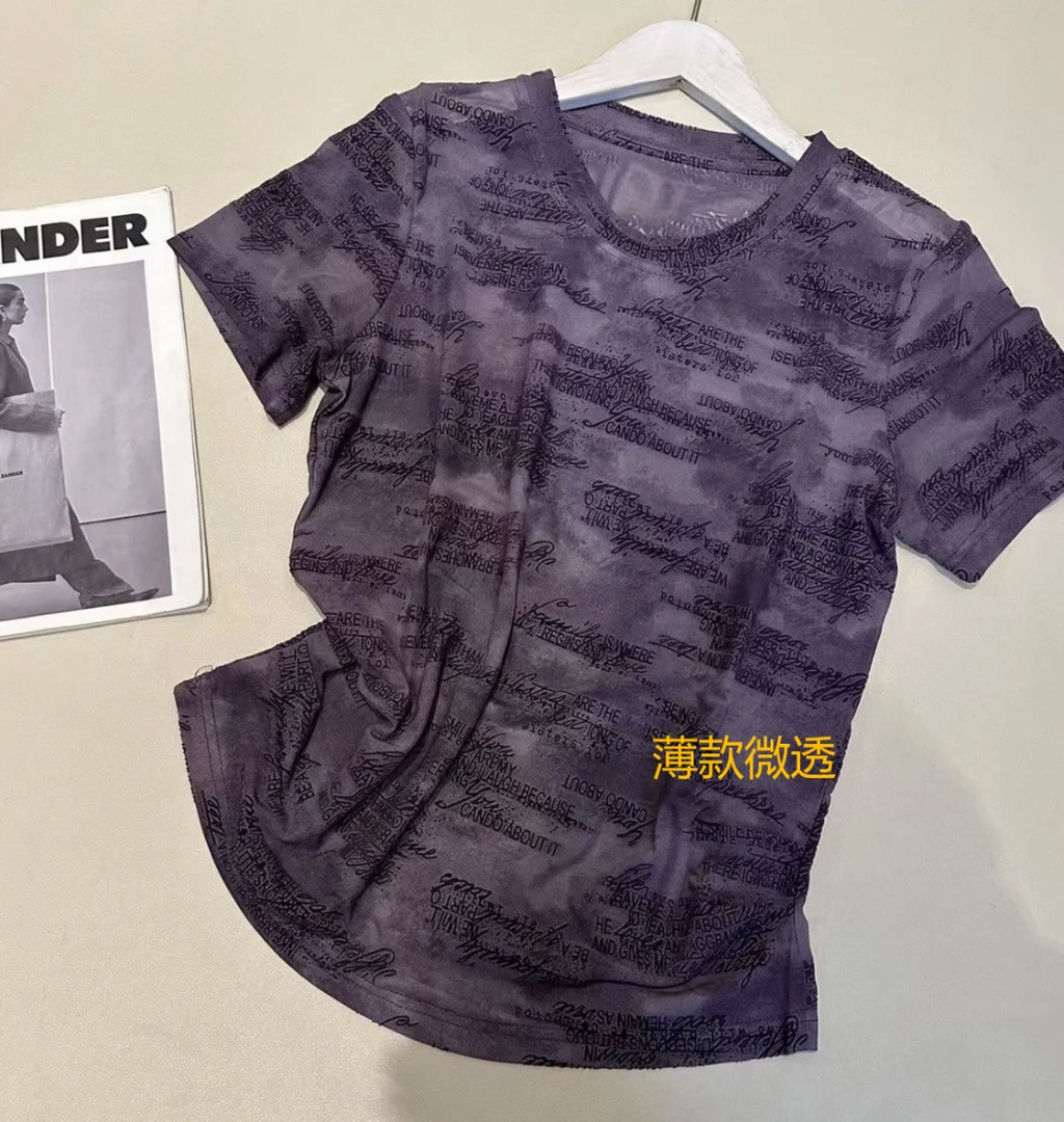 单层微透夏款圆领设计感时尚百搭短袖显瘦上衣女A2072