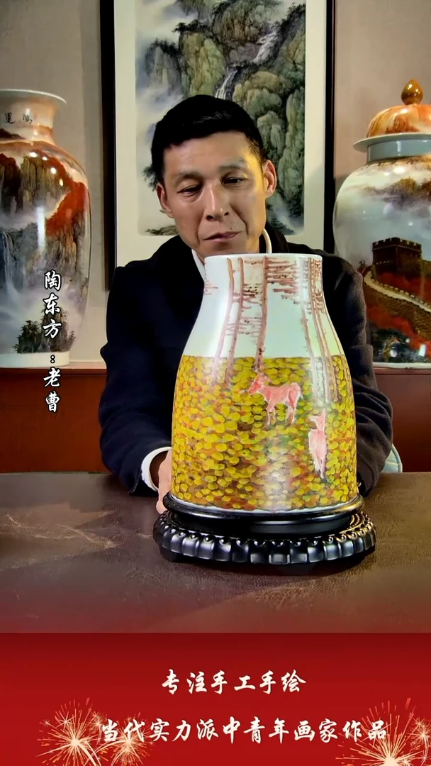 摆件景德镇陶东方艺术作品花瓶摆件瓷板画