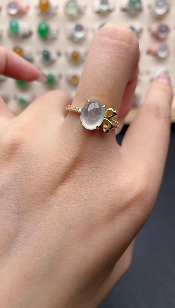 【闪购商品】翡翠戒指银S925镶嵌一物一证一礼盒