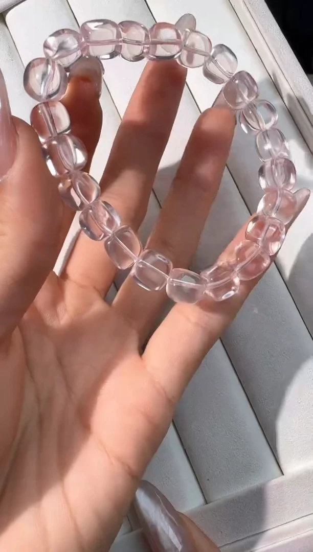 水晶手链未镶嵌粉水方块素圈发货多样性发其一