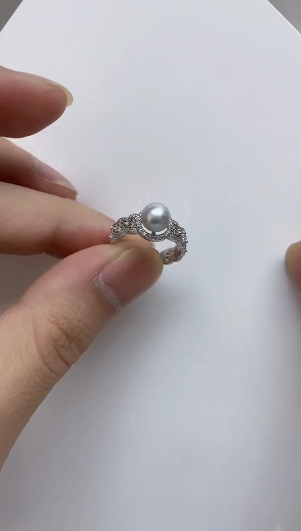 银S925镶嵌戒指海水珍珠