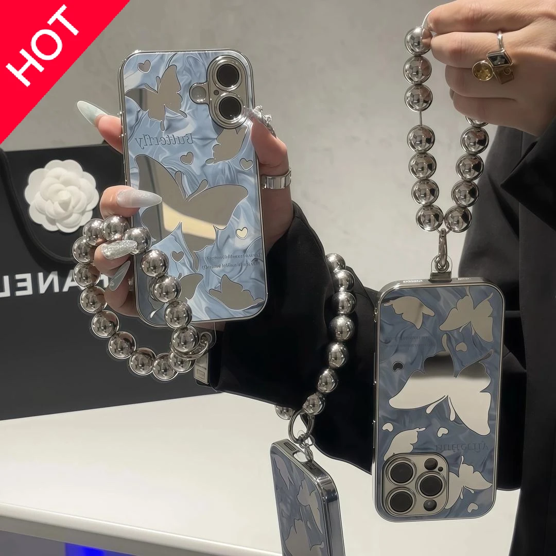 兰知春序ins剪影适用苹果16pro手机壳女iphone15带手链保护套全包