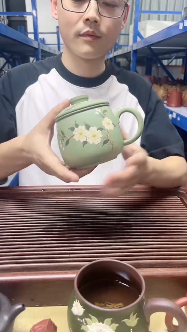 宜兴原矿紫砂豆青砂春风十里三件套