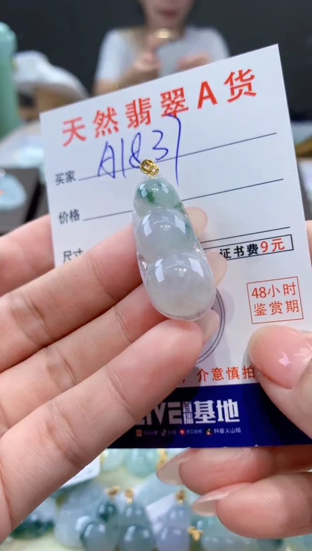 颈饰18K金镶嵌翡翠天然翡翠A货挂件